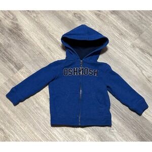 OshKosh B'Gosh Blue Zip Up Hoodie‎ Toddler Size 2T Applique Logo